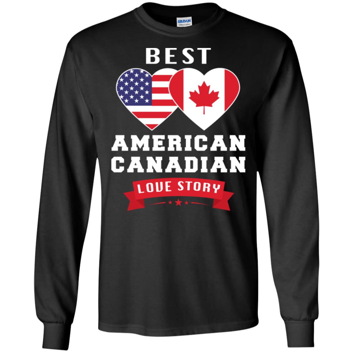 Best American Canadian Love Story Flags Heart Couple Shirt image Best American Canadian Love Story Flags Heart Couple Shirt