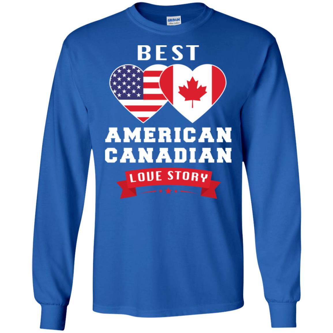 Best American Canadian Love Story Flags Heart Couple Shirt image Best American Canadian Love Story Flags Heart Couple Shirt