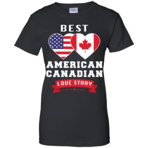 Best American Canadian Love Story Flags Heart Couple Shirt image Best American Canadian Love Story Flags Heart Couple Shirt