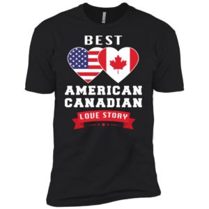 Best American Canadian Love Story Flags Heart Couple Shirt image Best American Canadian Love Story Flags Heart Couple Shirt