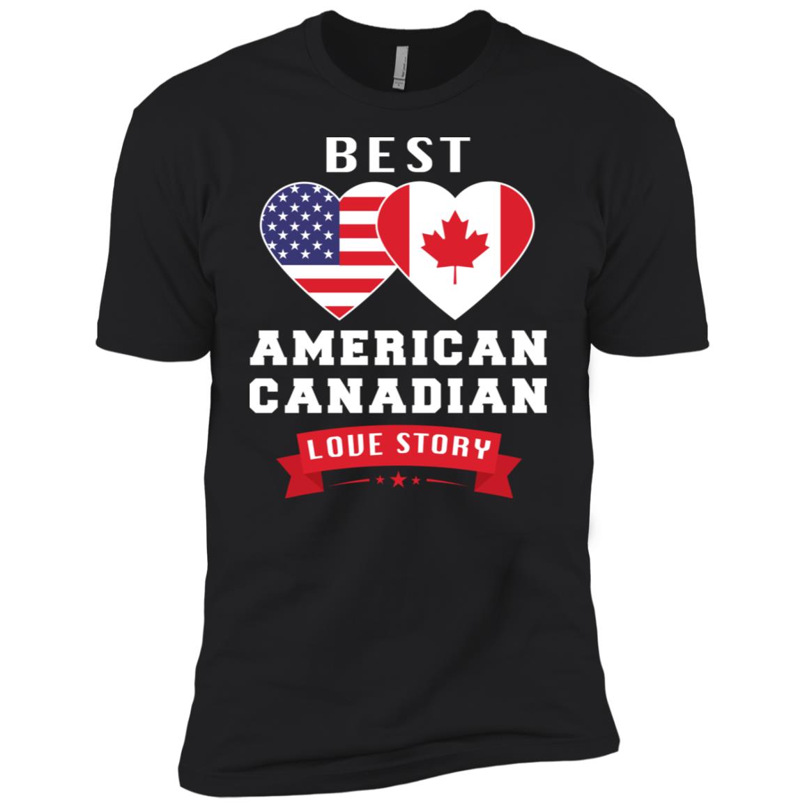 Best American Canadian Love Story Flags Heart Couple Shirt image Best American Canadian Love Story Flags Heart Couple Shirt