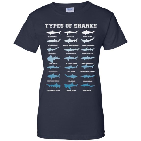 21 Types of Sharks Marine Biology Shirt