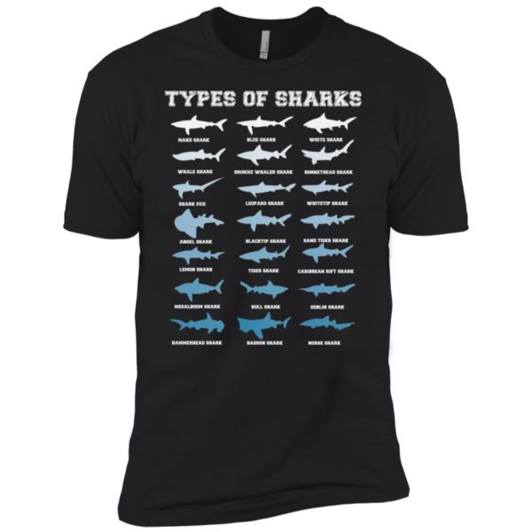 21 Types of Sharks Marine Biology Shirt