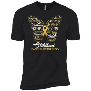 Butterfly Gold Ribbon Raise For Childhood Cancer Shirt image Butterfly Gold Ribbon Raise For Childhood Cancer Shirt