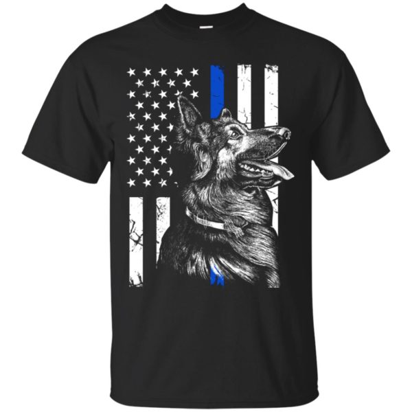 German Shepherd Police K9 Thin Blue Line Flag Shirt