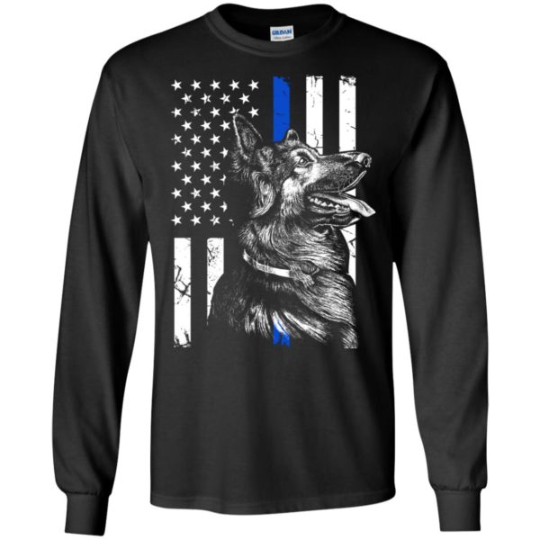 German Shepherd Police K9 Thin Blue Line Flag Shirt