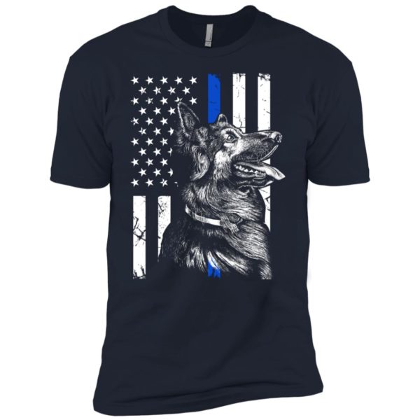 German Shepherd Police K9 Thin Blue Line Flag Shirt