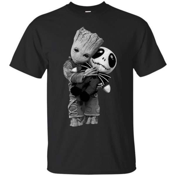 Baby Groot Hug Jack Skellington Shirt