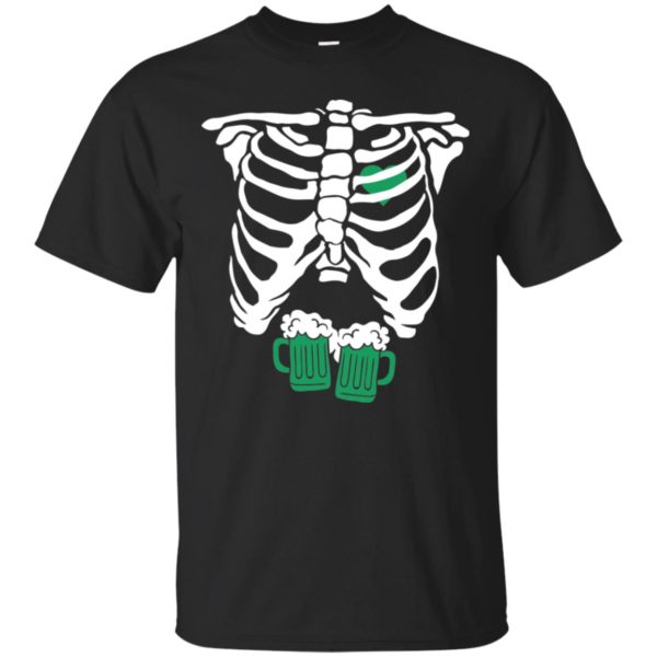 St. Patrick's Day Skeleton Green Beer Ribcage Funny Irish Drinking Shirt