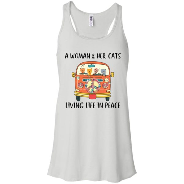 A Woman And Her Cats Living Life In Peace Hippie Shirt