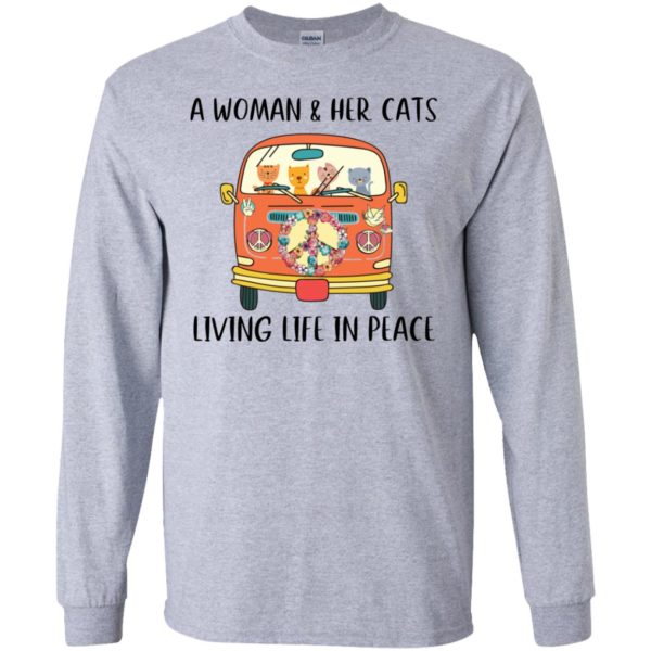 A Woman And Her Cats Living Life In Peace Hippie Shirt