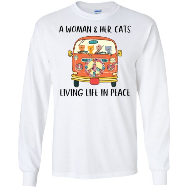 A Woman And Her Cats Living Life In Peace Hippie Shirt