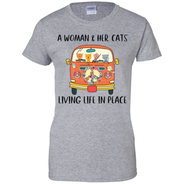 A Woman And Her Cats Living Life In Peace Hippie Shirt