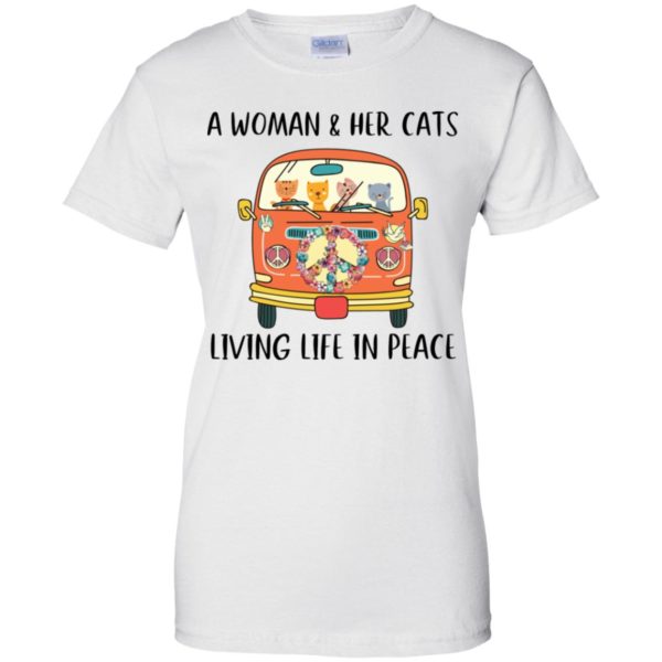 A Woman And Her Cats Living Life In Peace Hippie Shirt