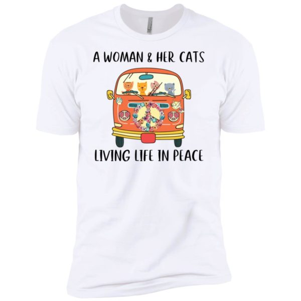 A Woman And Her Cats Living Life In Peace Hippie Shirt