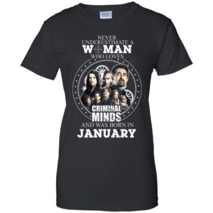 Never Underestimate A Woman Who Loves Criminal Minds January Shirt image Never Underestimate A Woman Who Loves Criminal Minds January Shirt