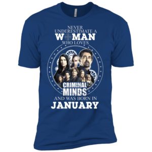 Never Underestimate A Woman Who Loves Criminal Minds January Shirt image Never Underestimate A Woman Who Loves Criminal Minds January Shirt