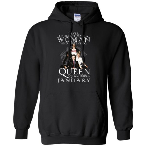 Never Underestimate A Woman Who Listens To Queen And Was Born In January Shirt