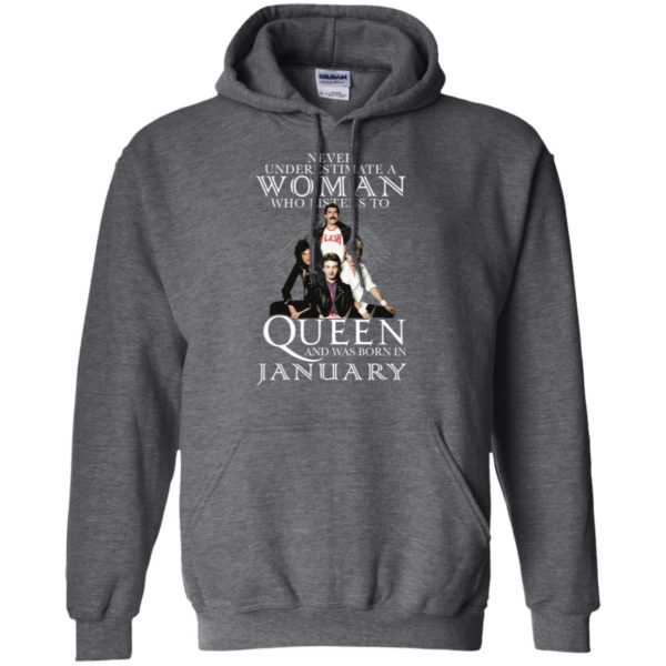 Never Underestimate A Woman Who Listens To Queen And Was Born In January Shirt