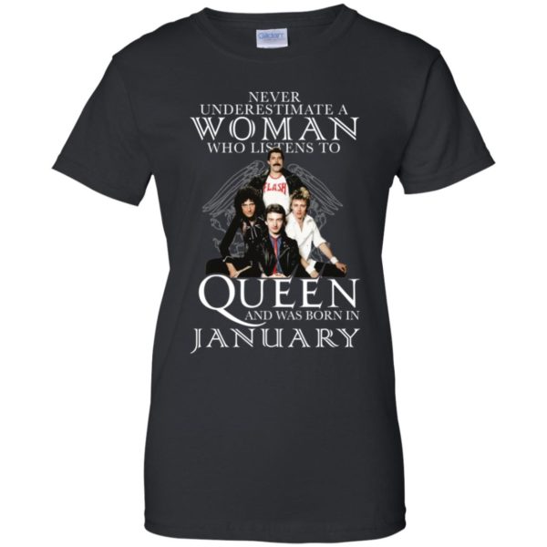 Never Underestimate A Woman Who Listens To Queen And Was Born In January Shirt