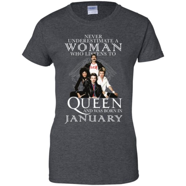 Never Underestimate A Woman Who Listens To Queen And Was Born In January Shirt