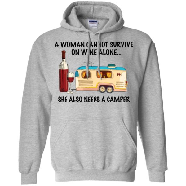 A Woman Cannot Survive On Wine Alone She Also Needs A Camper Shirt