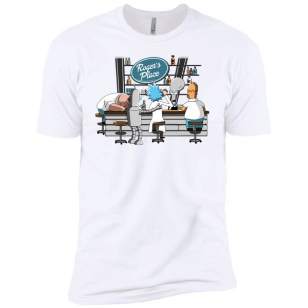 Roger's Peter Griffin, Bender, Rick Sanchez, and Homer Simpson at Roger's Place Shirt