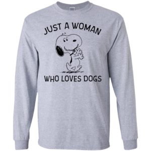 Just A Woman Who Loves Dogs Snoopy Shirt image Just A Woman Who Loves Dogs Snoopy Shirt