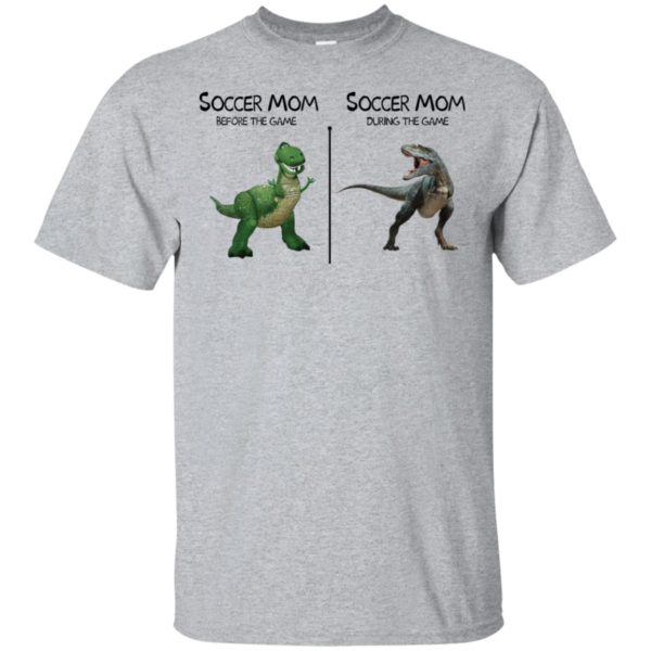 Soccer Mom Before And During The Game Dinosaur Shirt