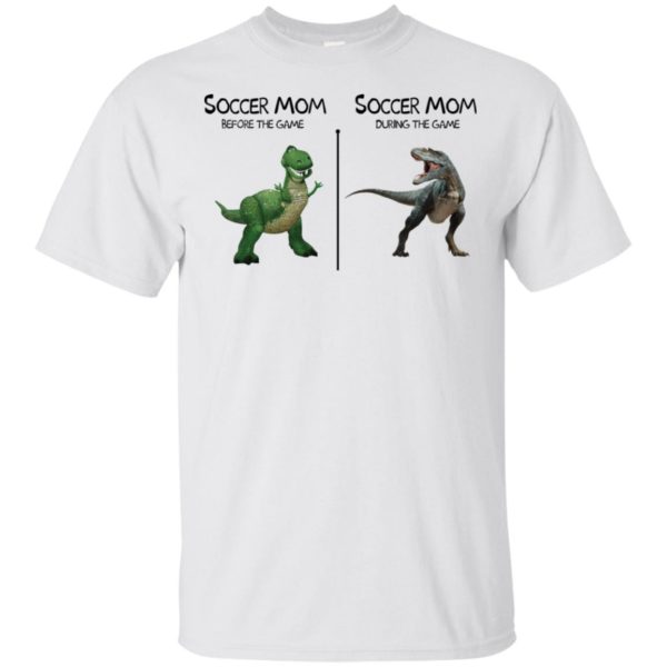 Soccer Mom Before And During The Game Dinosaur Shirt