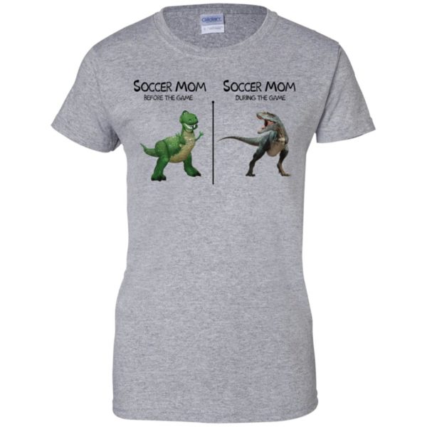 Soccer Mom Before And During The Game Dinosaur Shirt