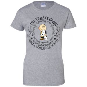 Snoopy and Charlie Brown I See Trees Of Green Red Roses Too Shirt image Snoopy and Charlie Brown I See Trees Of Green Red Roses Too Shirt
