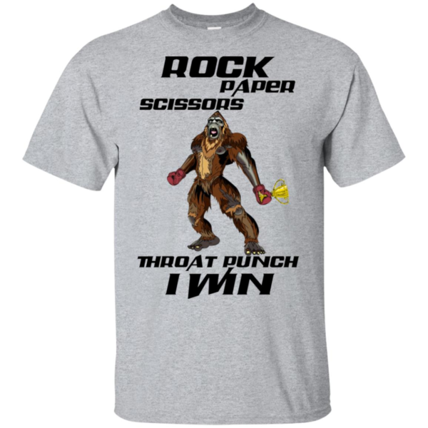 Bigfoot Boxing Rock Paper Scissors Throat Punch I Win Shirt