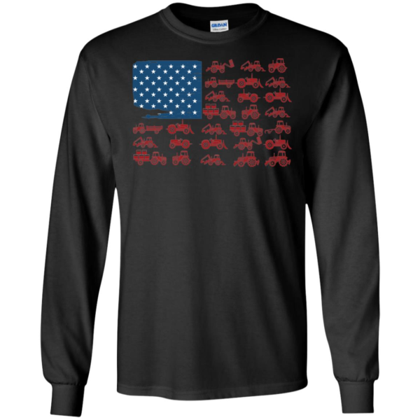 Farmer Tractor American Flag T Shirts, Long Sleeve T Shirts