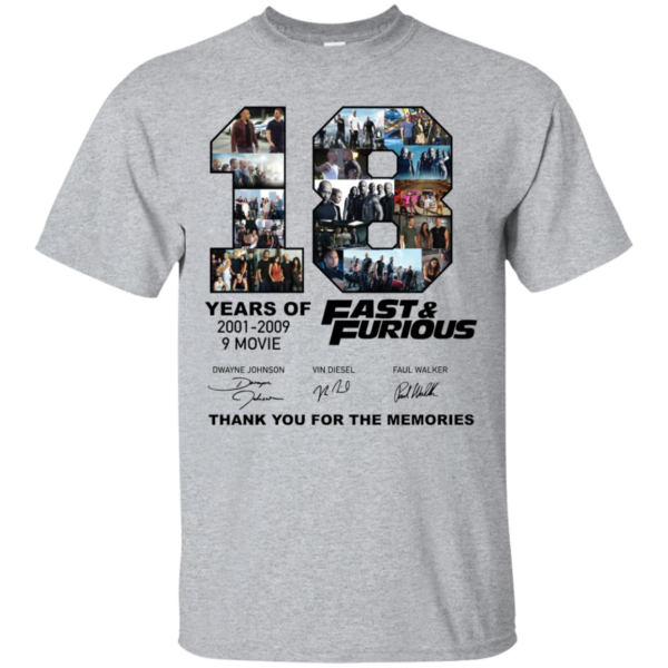 18 Years of Fast & Furious 2001 2019 T Shirts