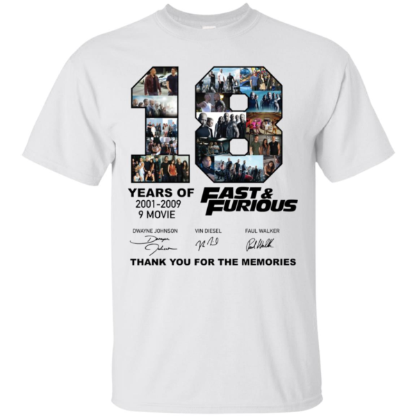 18 Years of Fast & Furious 2001 2019 T Shirts