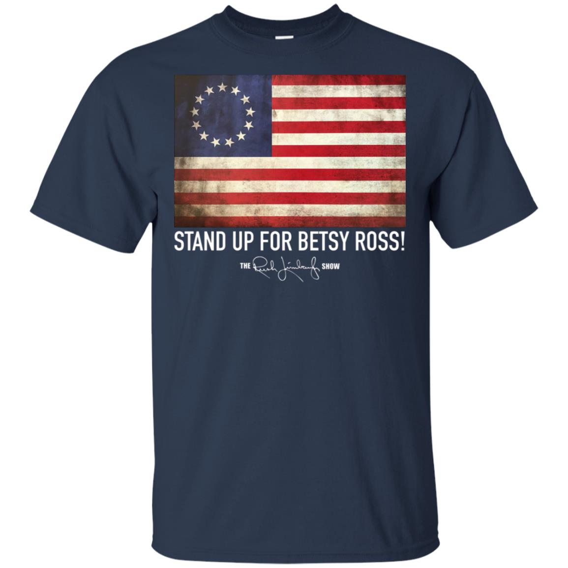 Rush Limbaugh Betsy Ross Flag Black T Shirt image Rush Limbaugh Betsy Ross Flag Black T Shirt