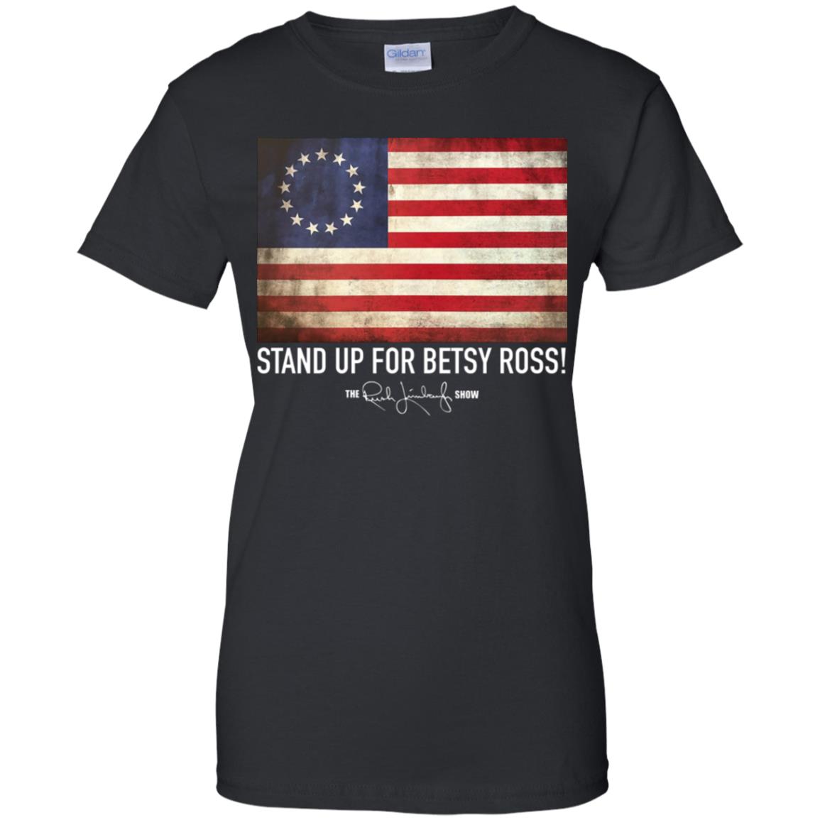 Rush Limbaugh Betsy Ross Flag Black T Shirt image Rush Limbaugh Betsy Ross Flag Black T Shirt