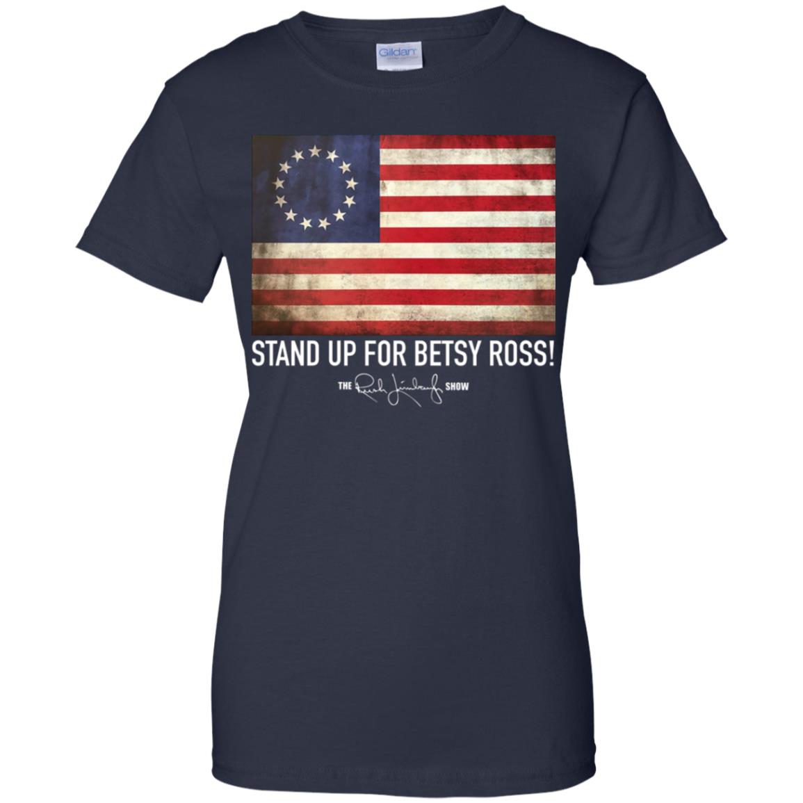 Rush Limbaugh Betsy Ross Flag Black T Shirt image Rush Limbaugh Betsy Ross Flag Black T Shirt