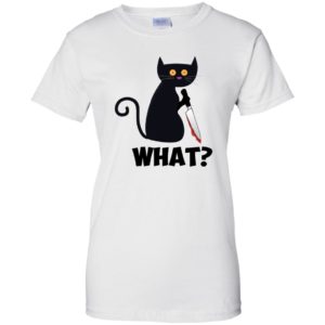 Cat What Murderous Black Cat With Knife Halloween Shirt