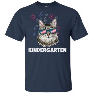 Kindergarten Cat USA Flag Funny Back To School Shirt