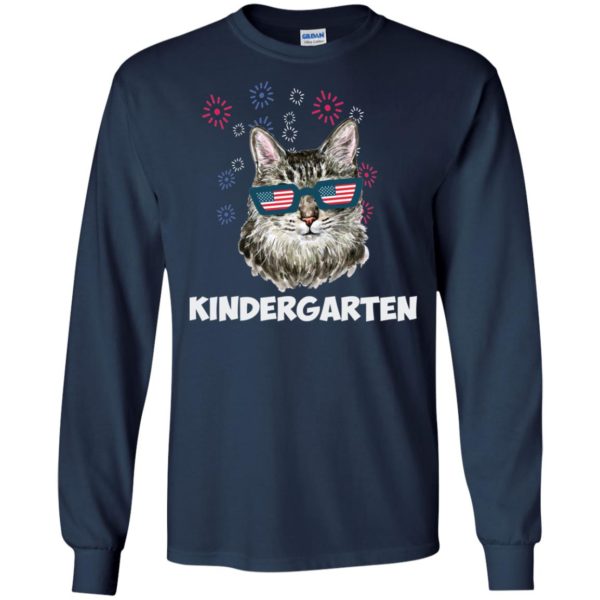 Kindergarten Cat USA Flag Funny Back To School Shirt