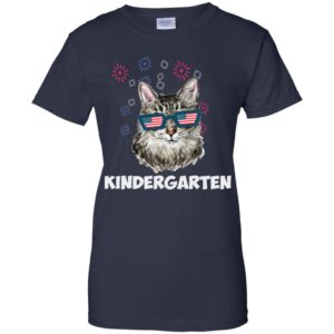 Kindergarten Cat USA Flag Funny Back To School Shirt