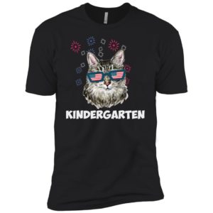 Kindergarten Cat USA Flag Funny Back To School Shirt