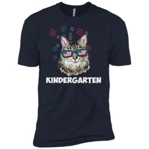 Kindergarten Cat USA Flag Funny Back To School Shirt