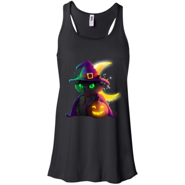 Halloween Black Cat Costume Witch Hat Moon Shirt