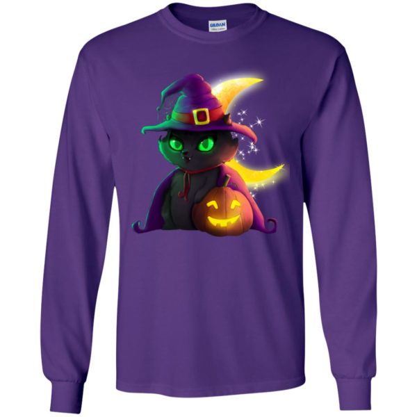 Halloween Black Cat Costume Witch Hat Moon Shirt