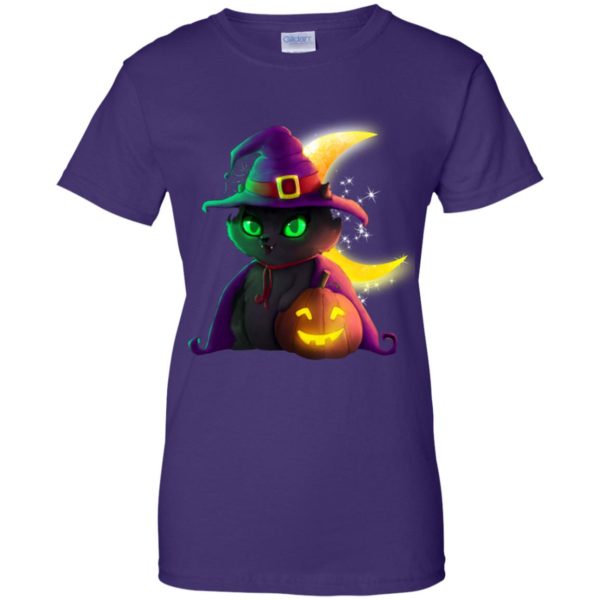 Halloween Black Cat Costume Witch Hat Moon Shirt