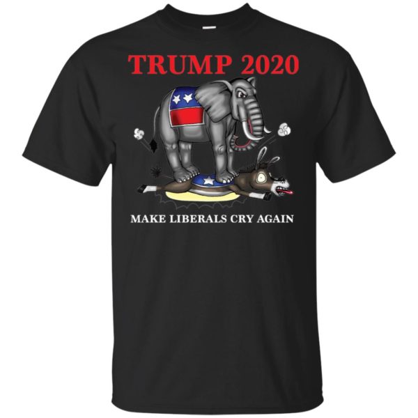 Trump 2020 Make Liberals Cry Again Funny Elephant vs Horse Shirt