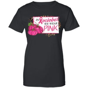 In October We Wear Pink Pumpkin Breast Cancer Halloween Shirt image In October We Wear Pink Pumpkin Breast Cancer Halloween Shirt